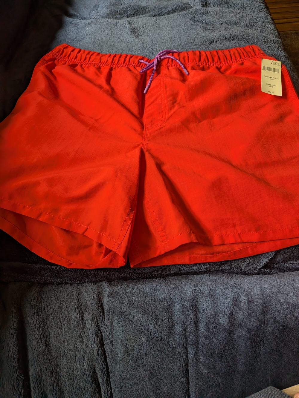 Duluth Trading Co Women's Sz.L Orange Athletic Shorts Nwt Pull On Quick Drying